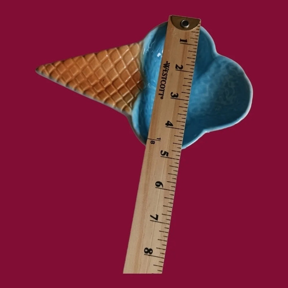 glazed ceramic ice cream plates set of 2 yellow/blue - Picture 8 of 9